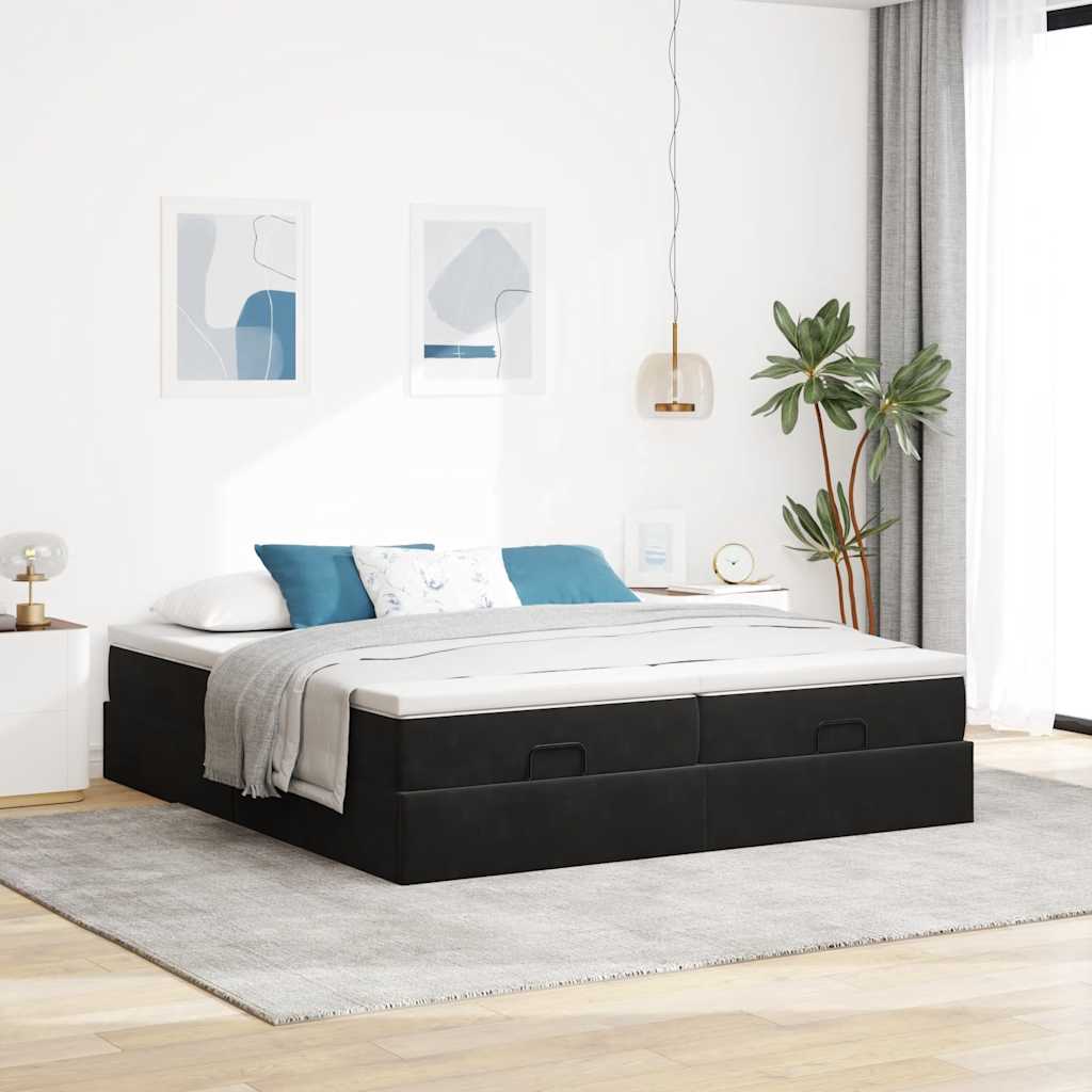 osmannisk sengeramme med madrasser 160x200 cm fløjl sort
