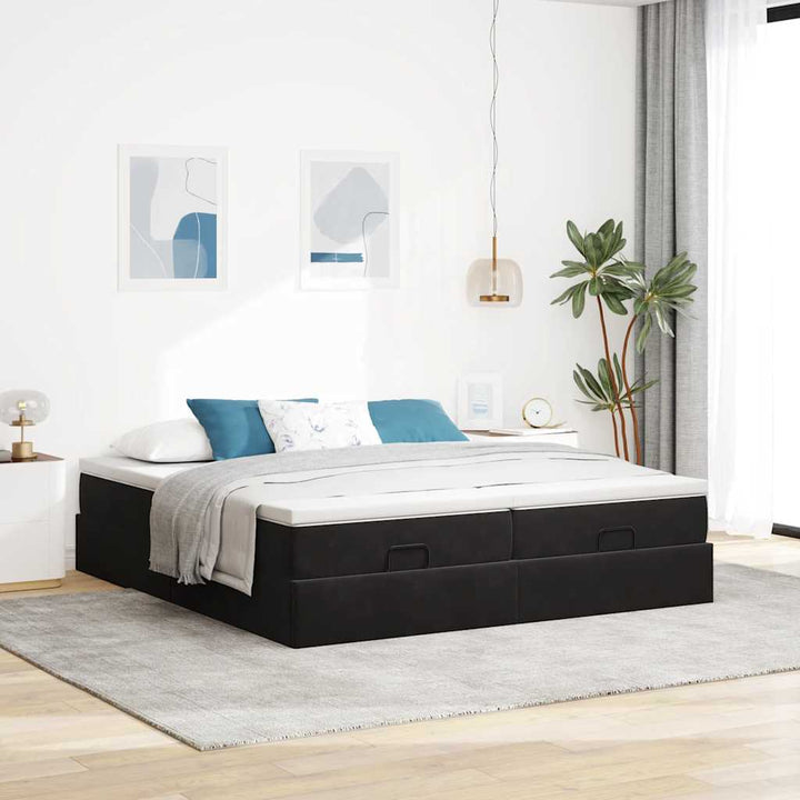 osmannisk sengeramme med madrasser 200x200 cm fløjl sort