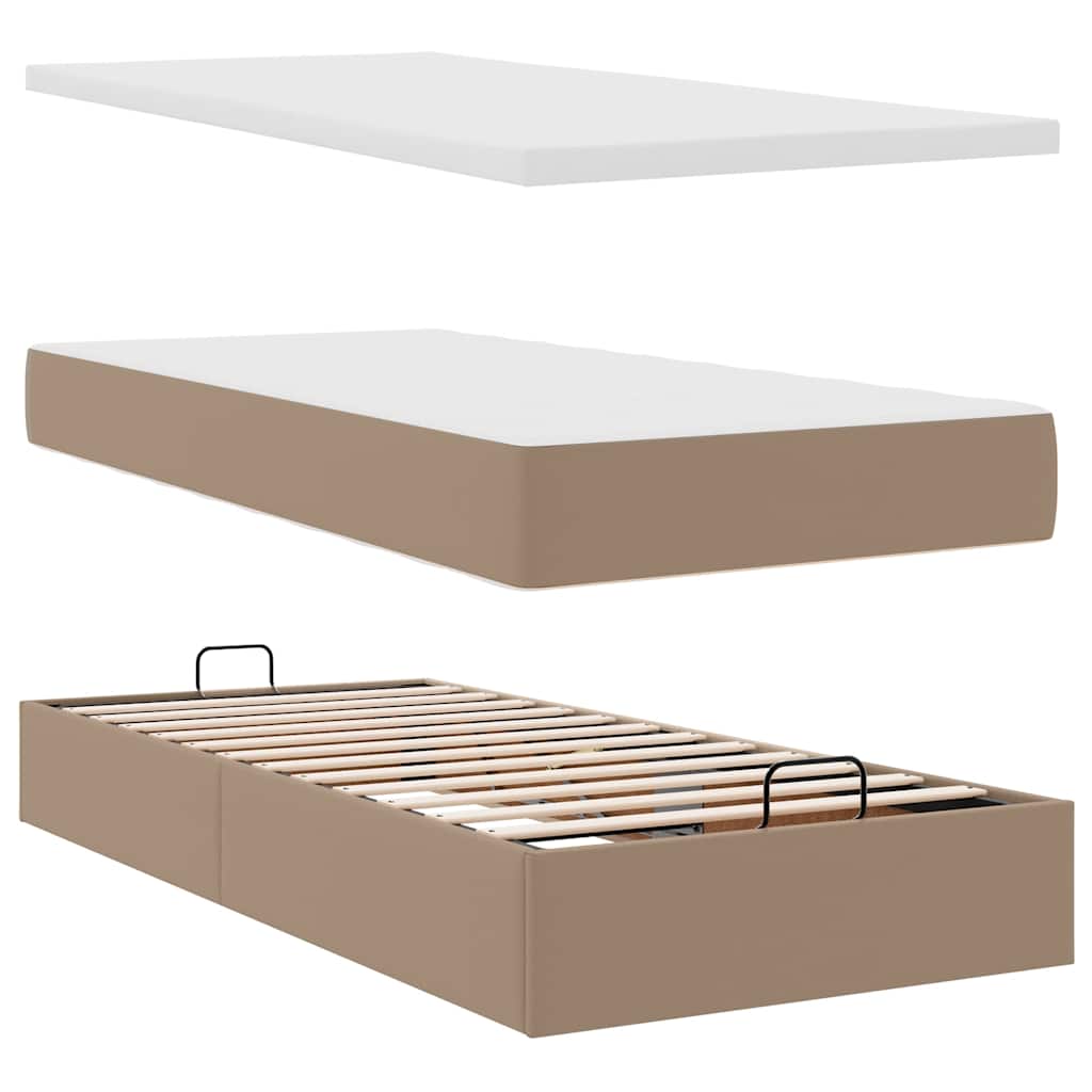 osmannisk seng med madras 80x200 cm kunstlæder cappucino