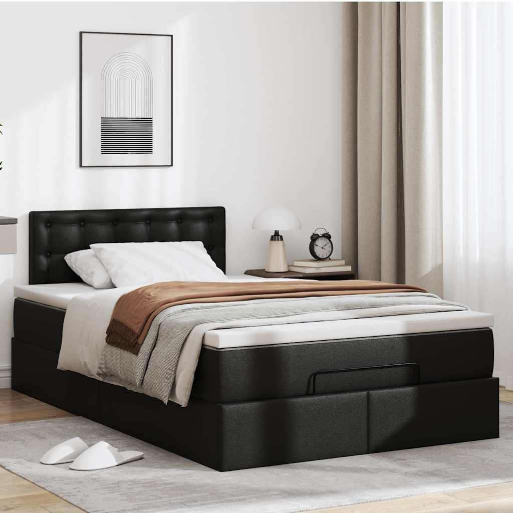 osmannisk sengeramme med madras 120x190 cm kunstlæder sort