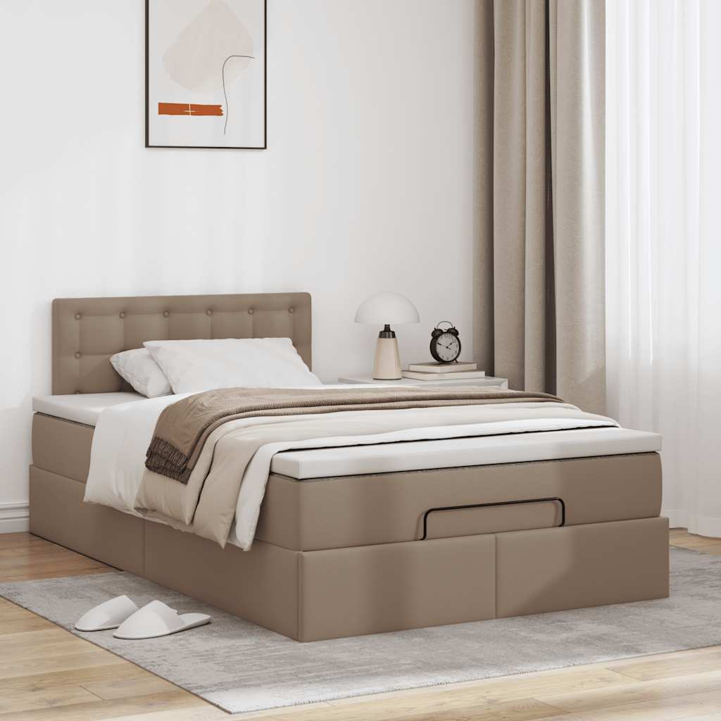 osmannisk sengeramme med madras 120x190cm kunstlæder