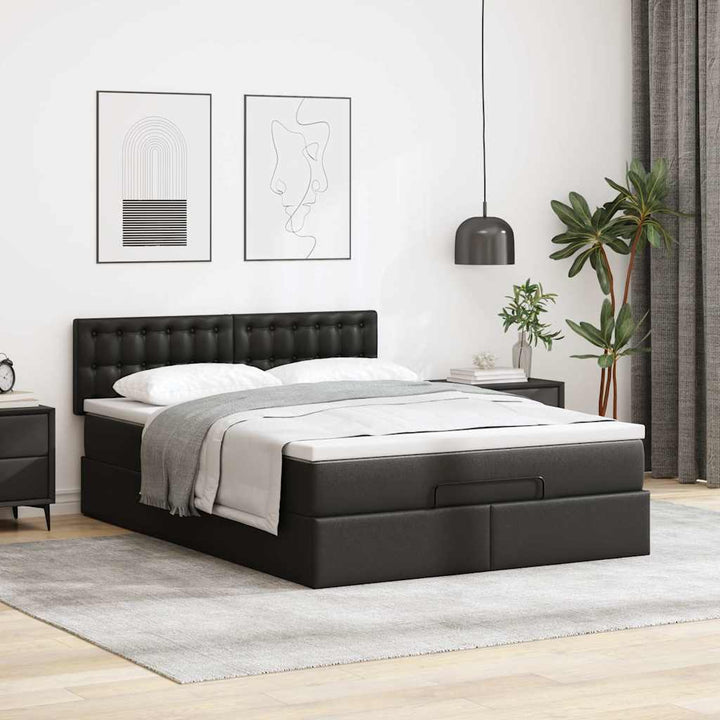 osmannisk sengeramme med madras 140x190 cm kunstlæder sort