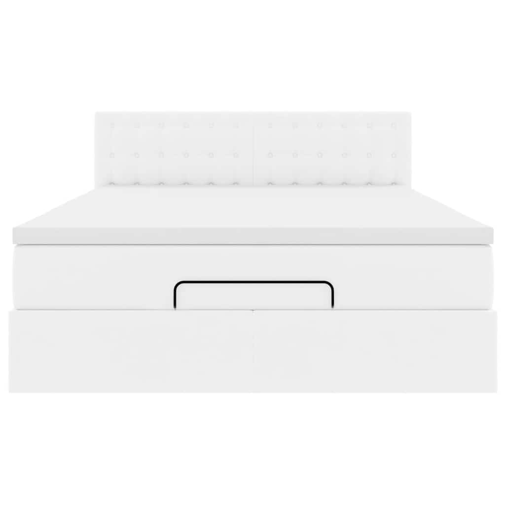 osmannisk sengeramme med madras 140x190 cm kunstlæder hvid