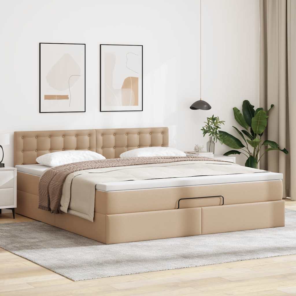 osmannisk sengeramme med madras 140x190 cm kunstlæder