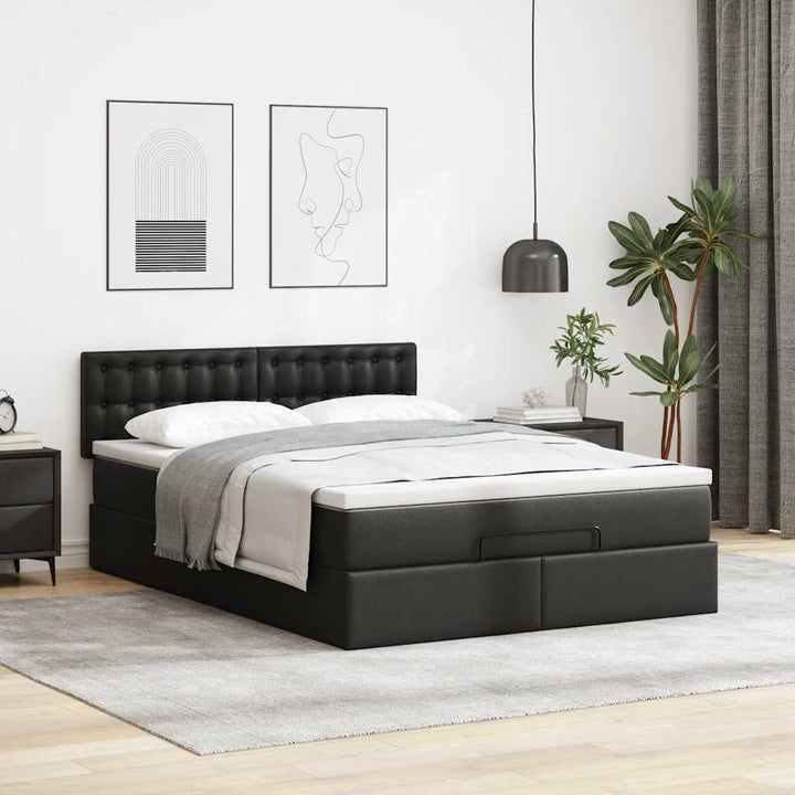 osmannisk sengeramme med madras 140x200 cm kunstlæder sort
