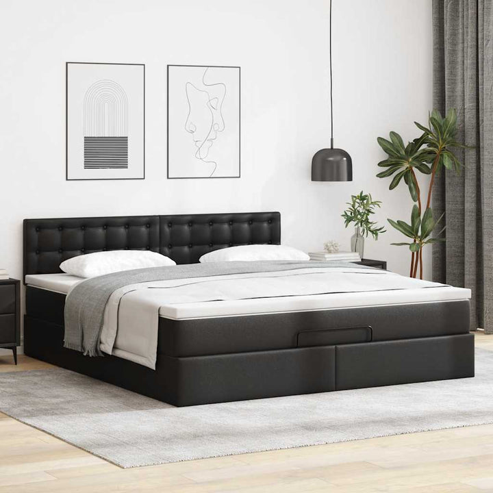 osmannisk sengeramme med madras 160x200 cm kunstlæder sort