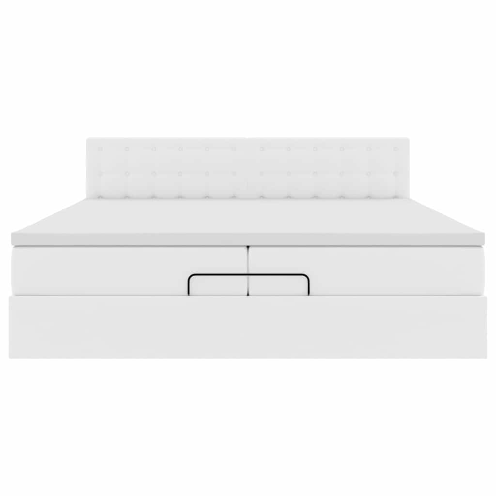 osmannisk sengeramme med madrasser 200x200 cm kunstlæder hvid