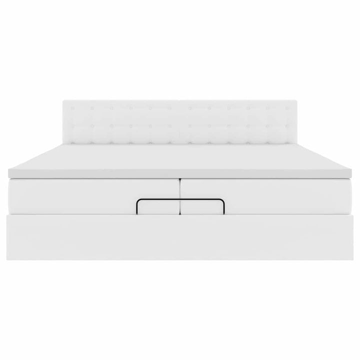 osmannisk sengeramme med madrasser 200x200 cm kunstlæder hvid