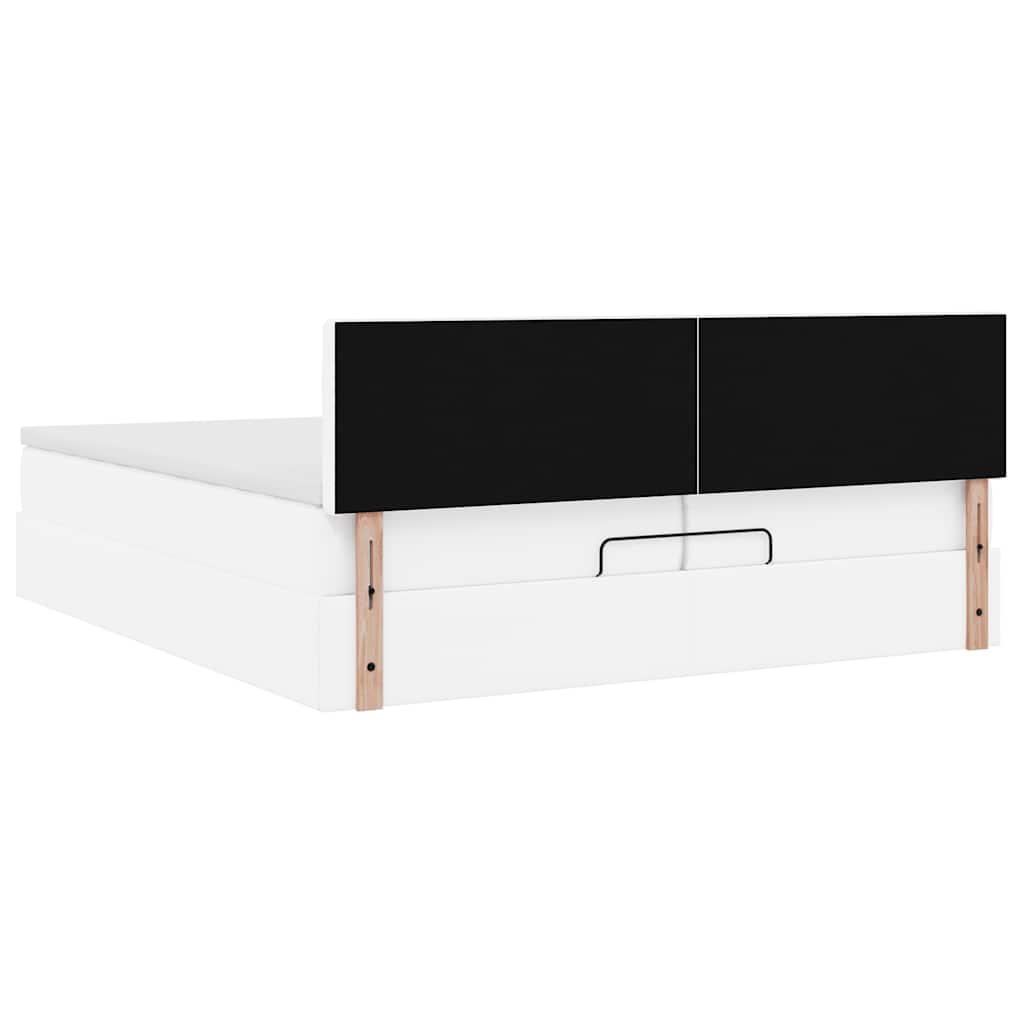 osmannisk sengeramme med madrasser 200x200 cm kunstlæder hvid