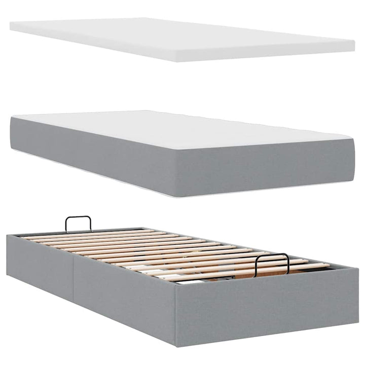 osmannisk sengeramme med madras 80x200 cm stof lysegrå