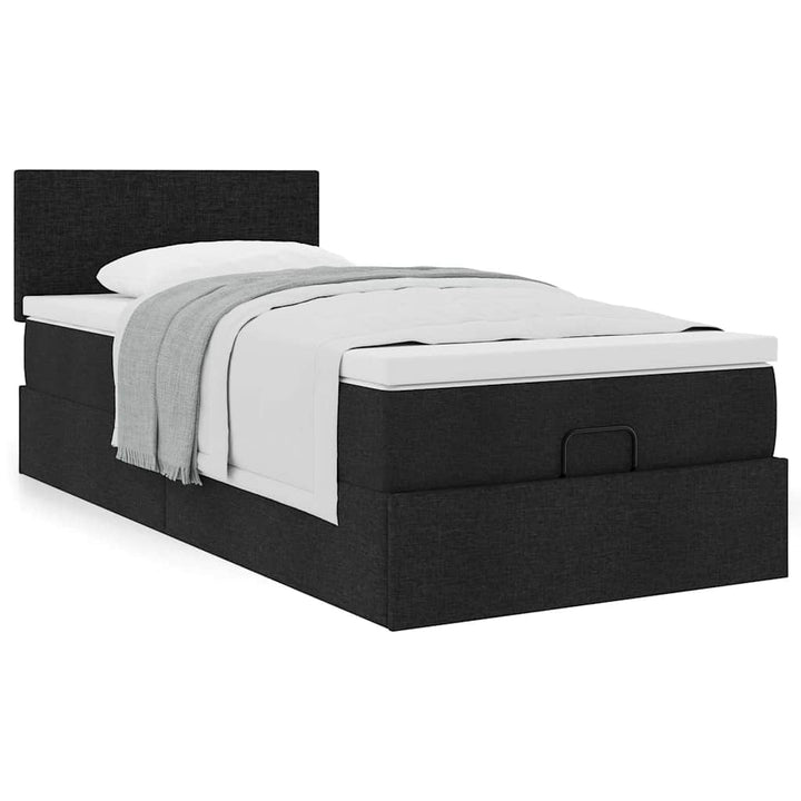 osmannisk sengeramme med madras 80x200 cm stof sort