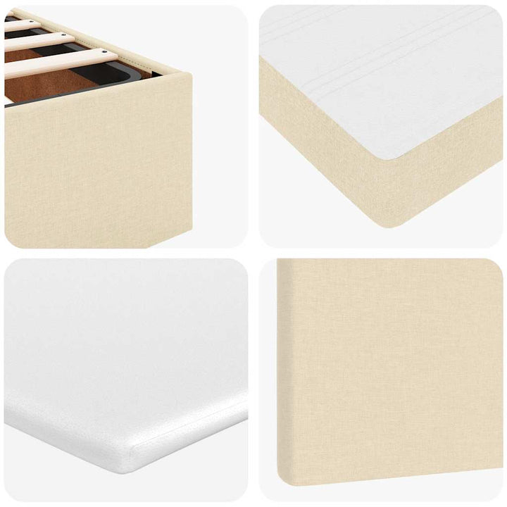 osmannisk sengeramme med madras 80x200 cm stof cremefarvet