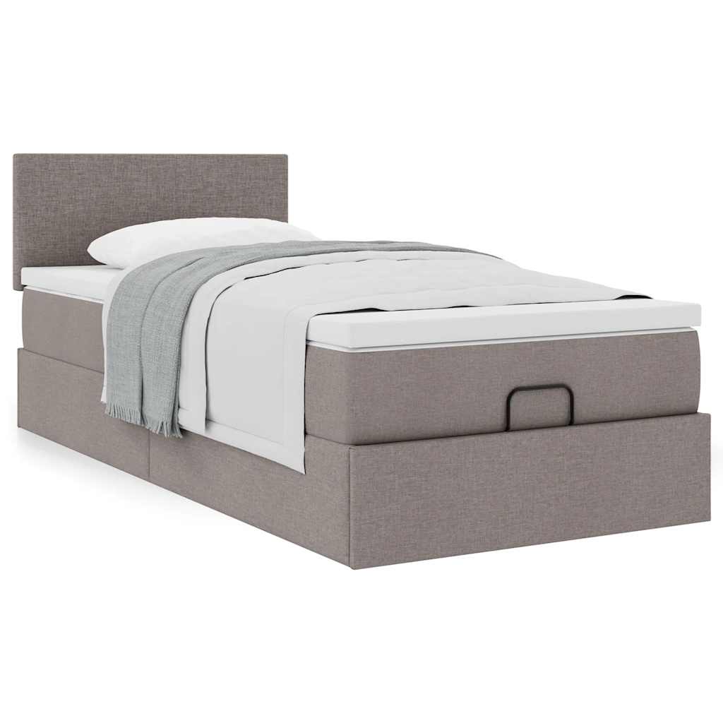 osmannisk sengeramme med madras 90x190 cm stof gråbrun