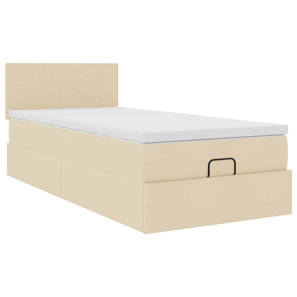 osmannisk sengeramme med madras 90x190 cm stof cremefarvet