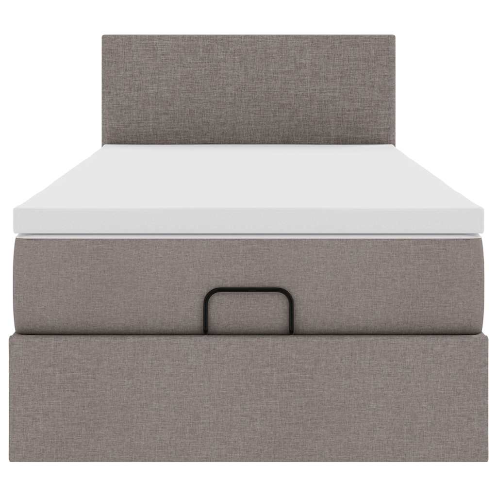 ottoman seng med madras mørkegrå 90x200 cm gråbrun