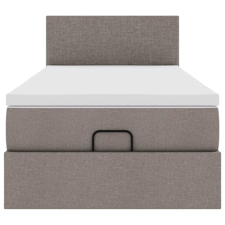 ottoman seng med madras mørkegrå 90x200 cm gråbrun