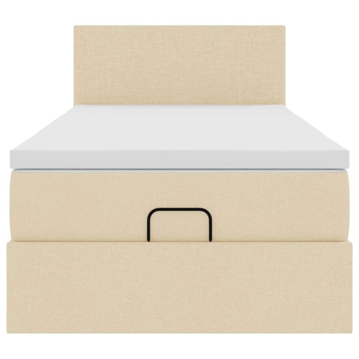ottoman seng med madras 90x200 cm stof cremefarvet