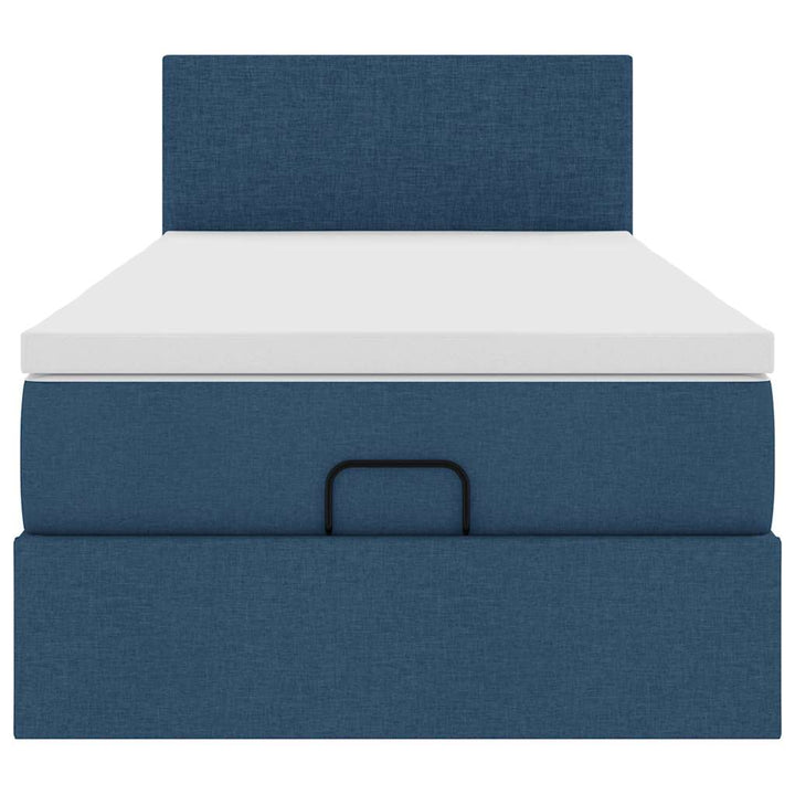 ottoman seng med madras 90x200 cm stof blå