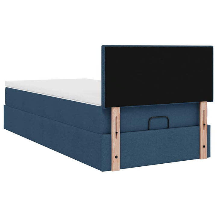 ottoman seng med madras 90x200 cm stof blå