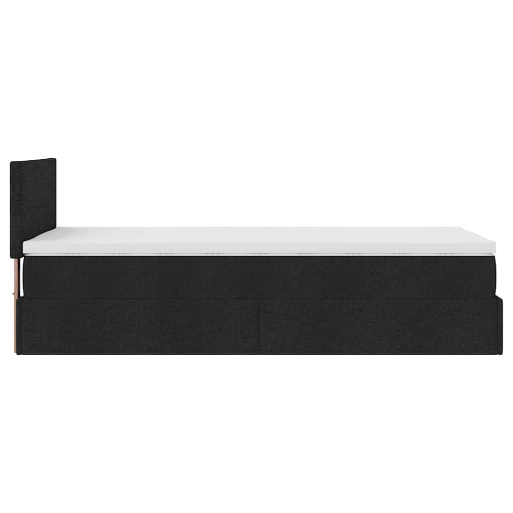 ottoman seng med madras 100x200 cm stof sort