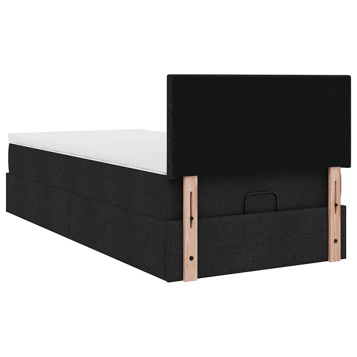 ottoman seng med madras 100x200 cm stof sort