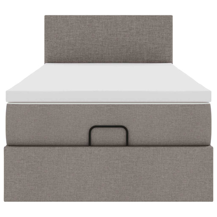 ottoman seng med madras 100x200 cm stof gråbrun