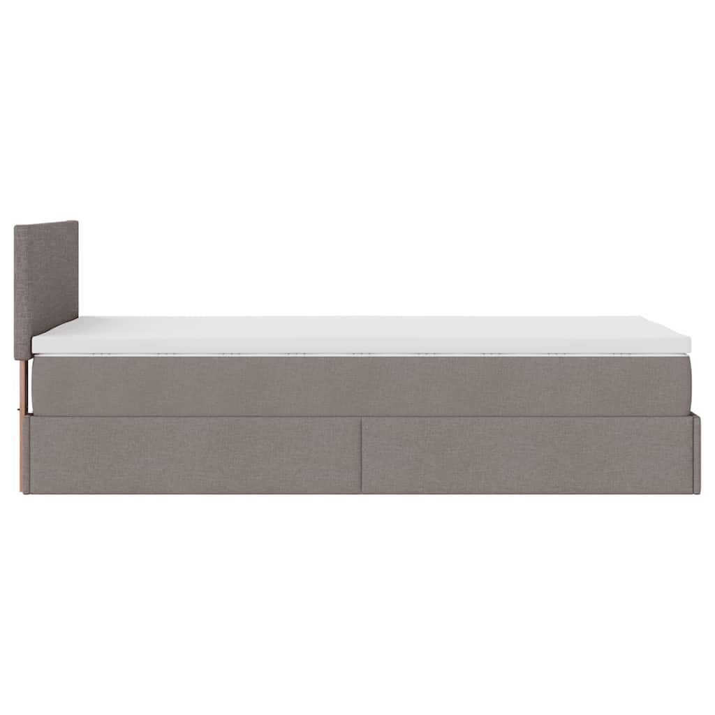 ottoman seng med madras 100x200 cm stof gråbrun