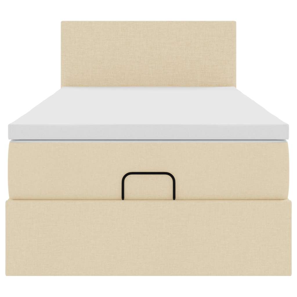 ottoman seng med madras 100x200 cm stof cremefarvet