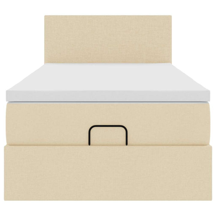 ottoman seng med madras 100x200 cm stof cremefarvet