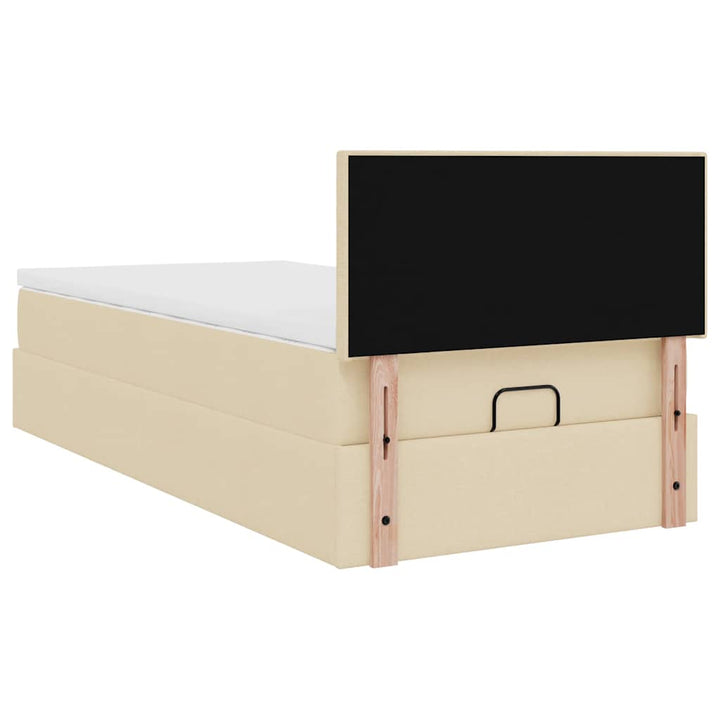 ottoman seng med madras 100x200 cm stof cremefarvet