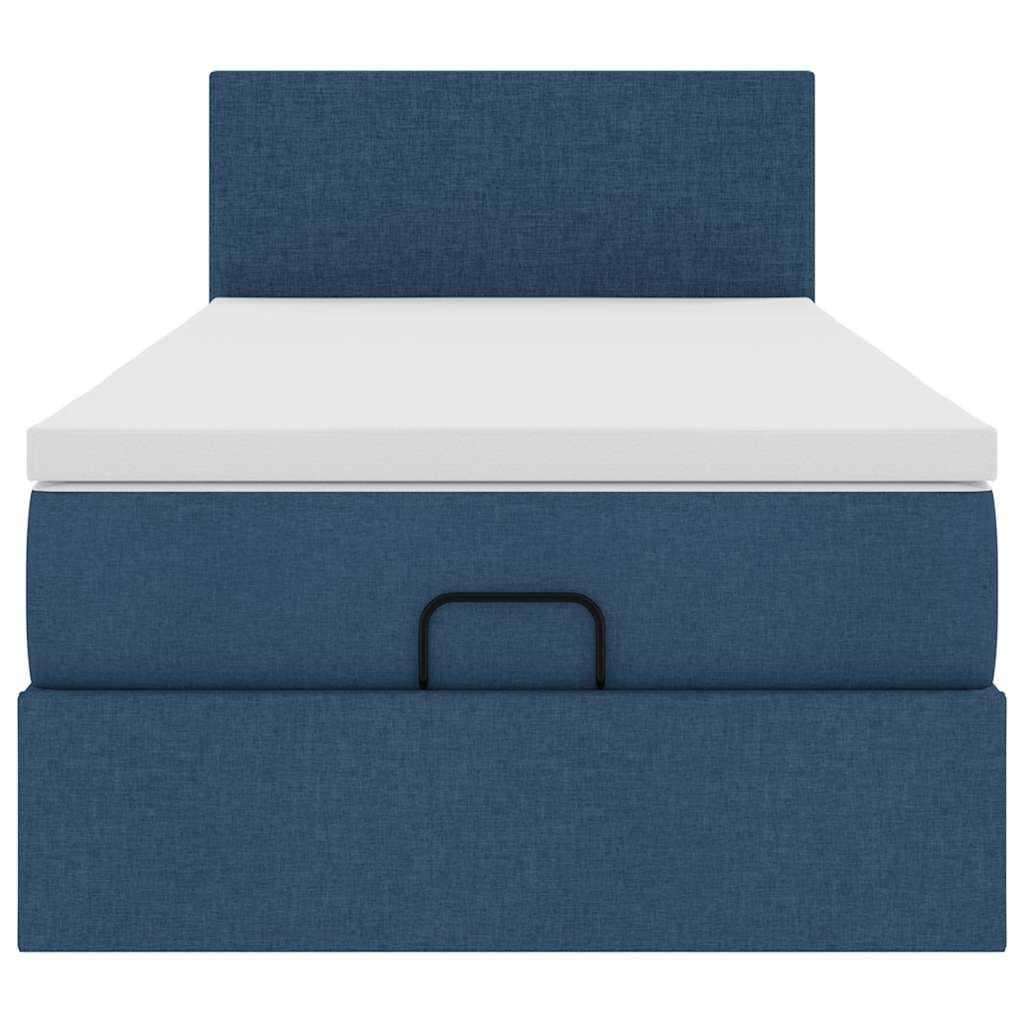 ottoman seng med madras 100x200 cm stof blå