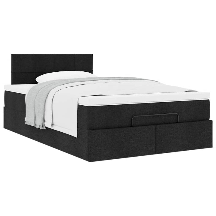 ottoman seng med madras 120x190 cm stof sort