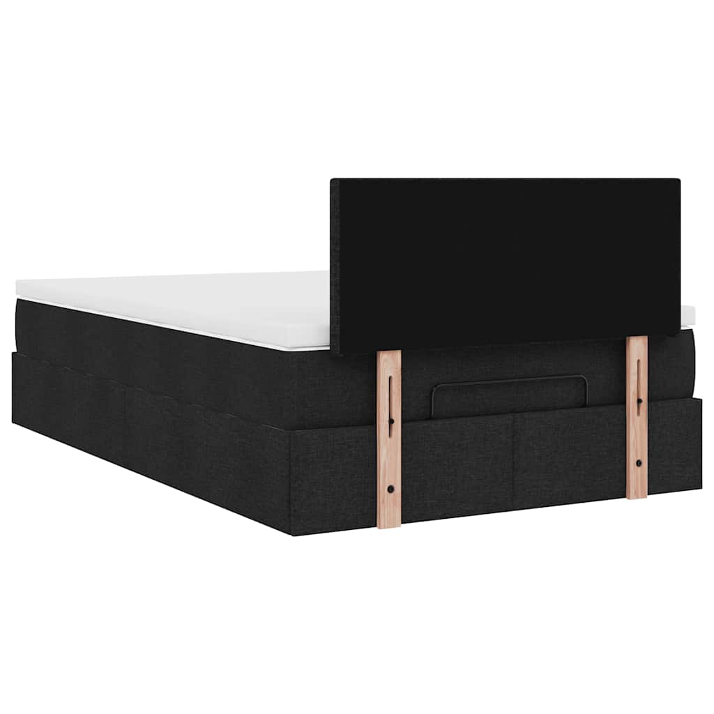 ottoman seng med madras 120x190 cm stof sort