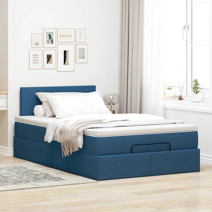 osmannisk sengeramme med madras 120x190 cm stof blå