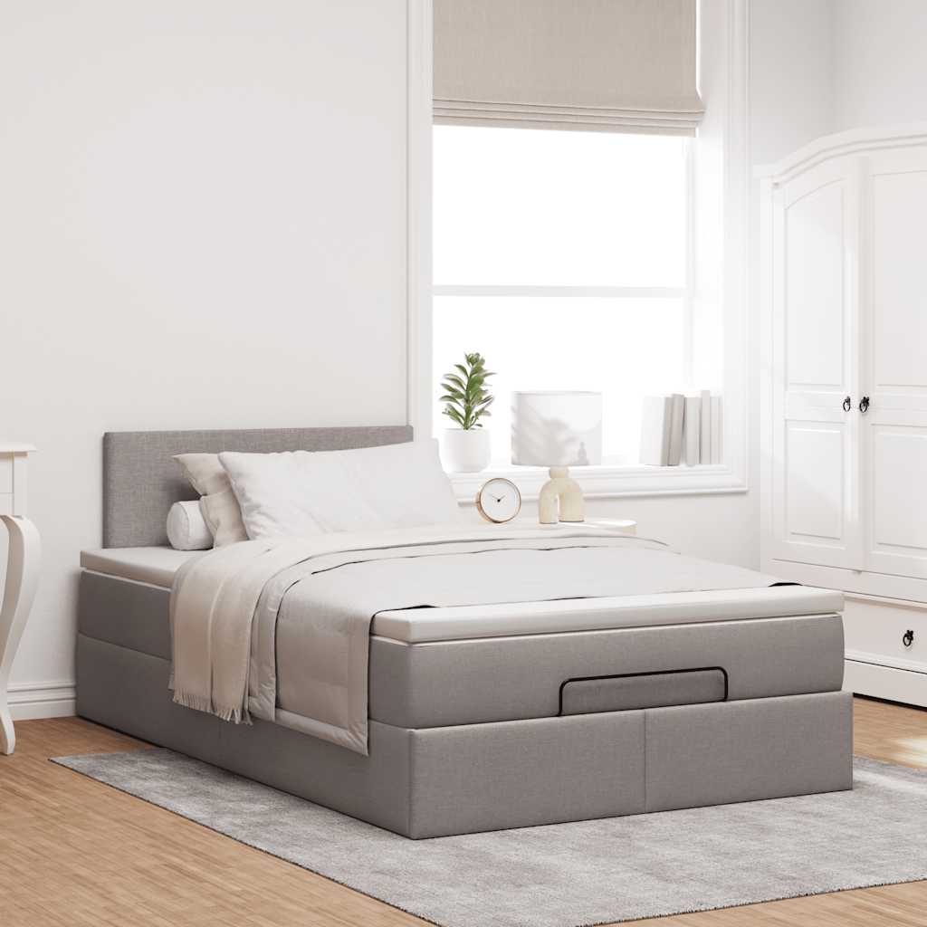osmannisk sengeramme med madras 120x200 cm stof gråbrun