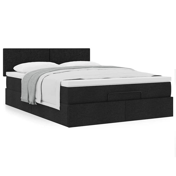ottoman seng med madras 140x190 cm stof sort