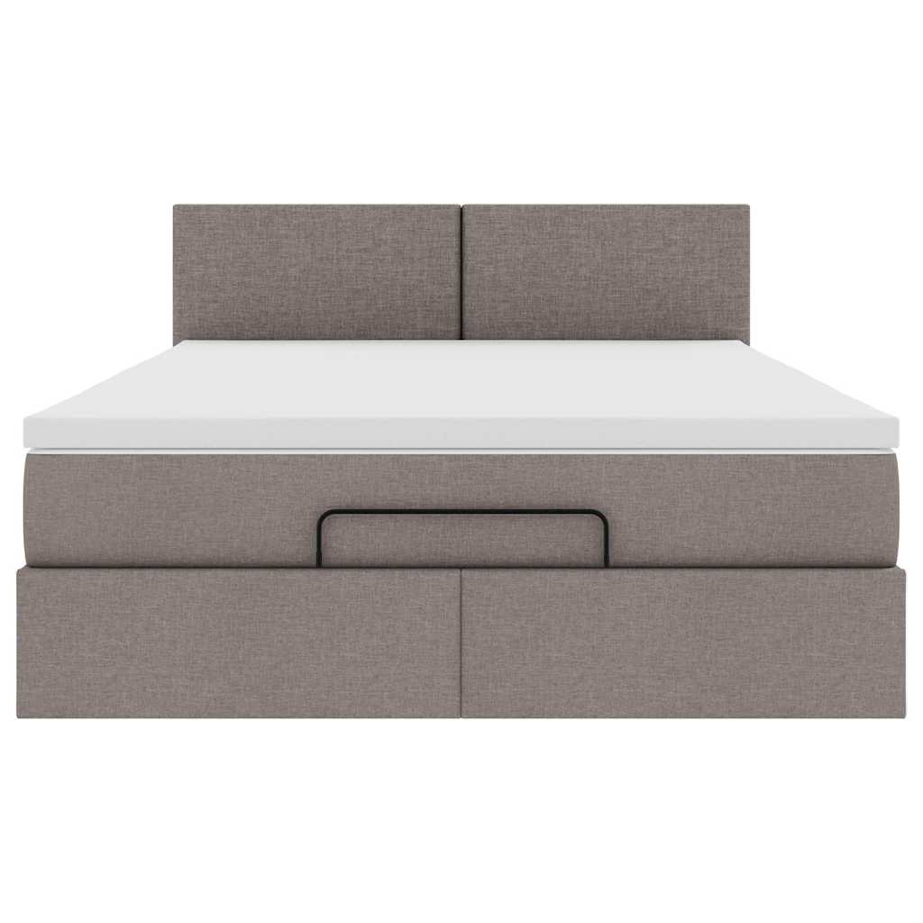 ottoman seng med madras 140x190 cm stof gråbrun