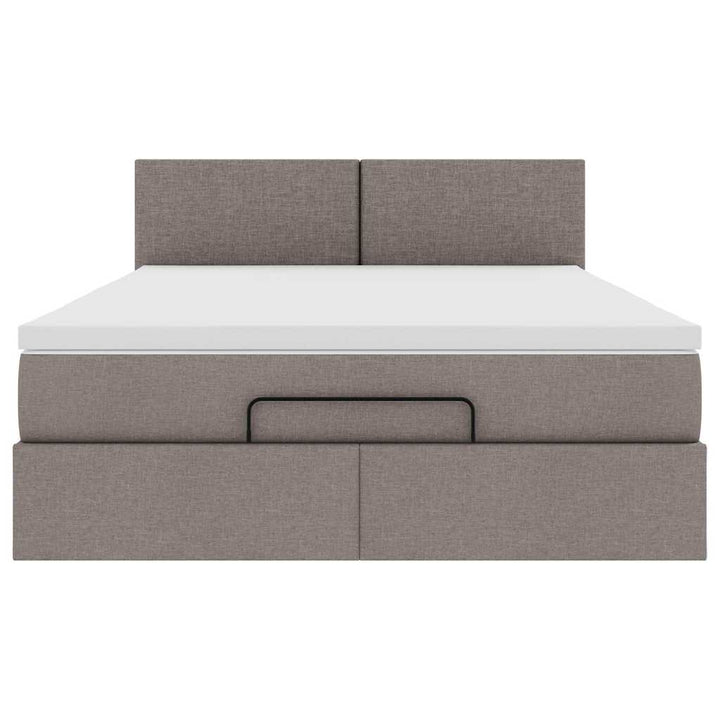 ottoman seng med madras 140x190 cm stof gråbrun