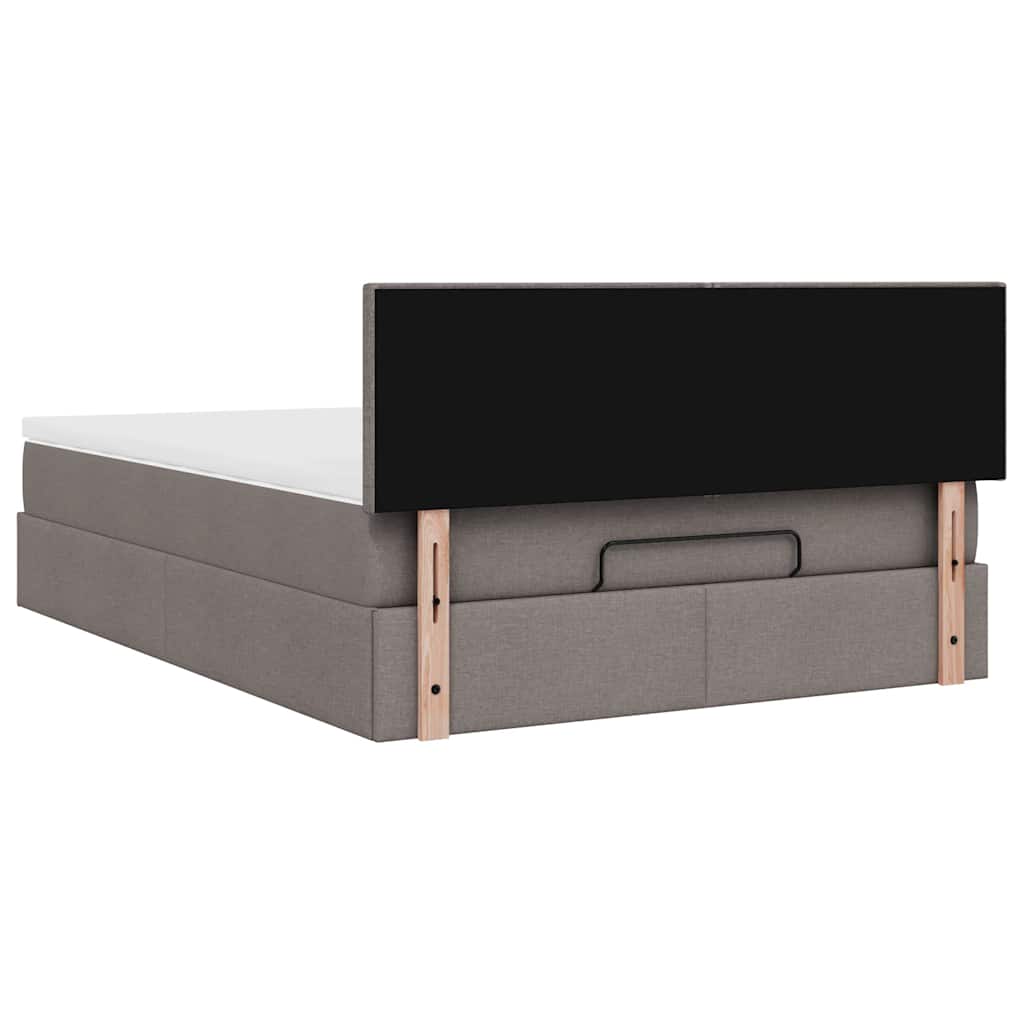 ottoman seng med madras 140x190 cm stof gråbrun