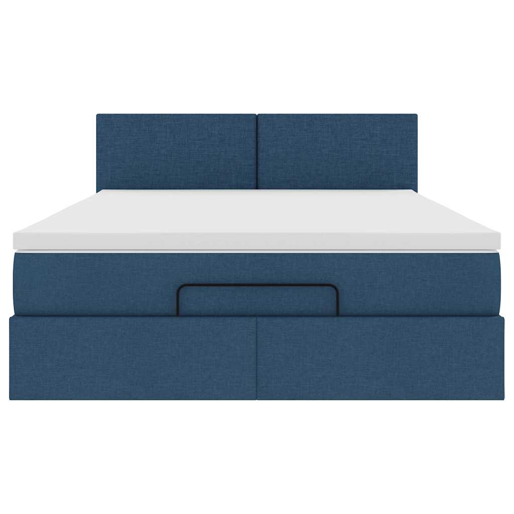 ottoman seng med madras 140x190 cm stof blå