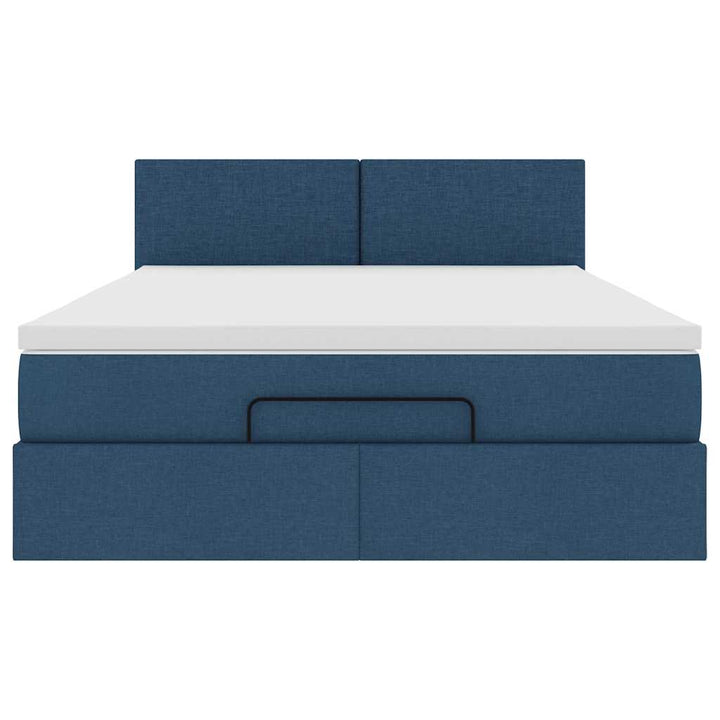 ottoman seng med madras 140x190 cm stof blå