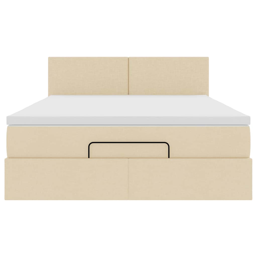 ottoman seng med madras 140x200 cm stof cremefarvet
