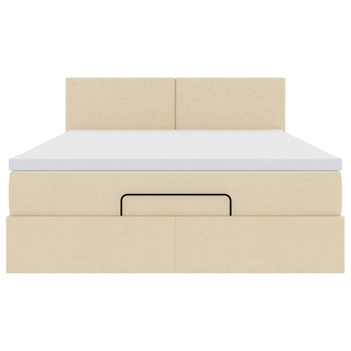 ottoman seng med madras 140x200 cm stof cremefarvet