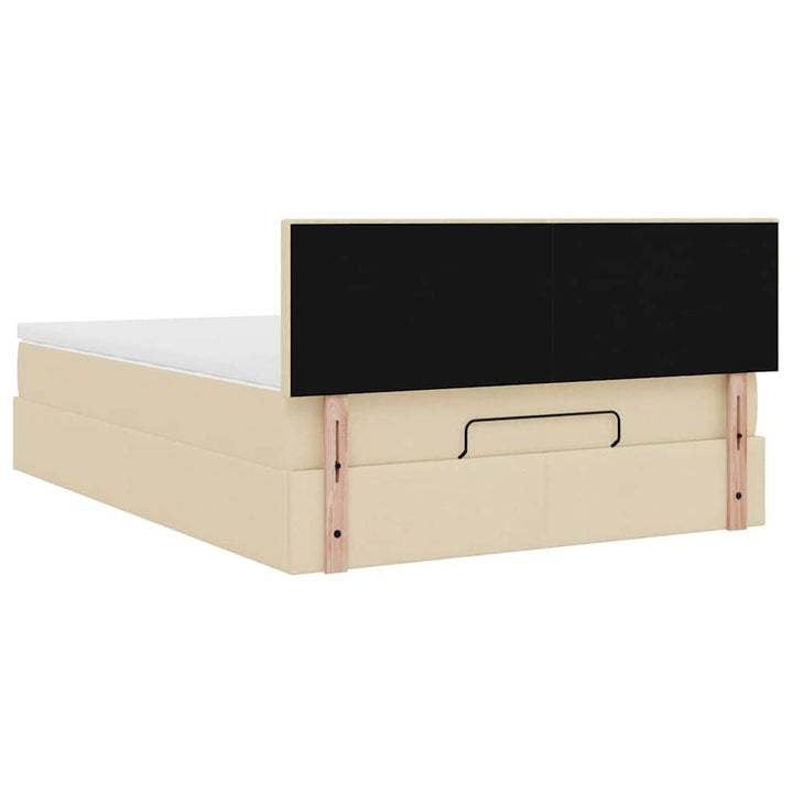 ottoman seng med madras 140x200 cm stof cremefarvet