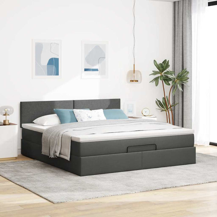 osmannisk sengeramme med madras 180x200 cm stof mørkegrå