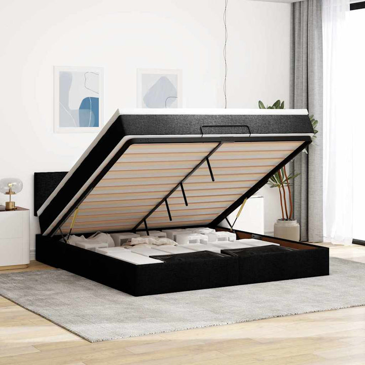 osmannisk sengeramme med madras 180x200 cm stof sort