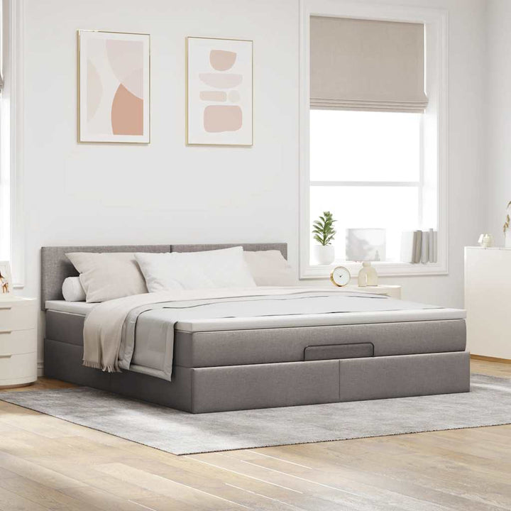 osmannisk sengeramme med madras 180x200 cm stof gråbrun