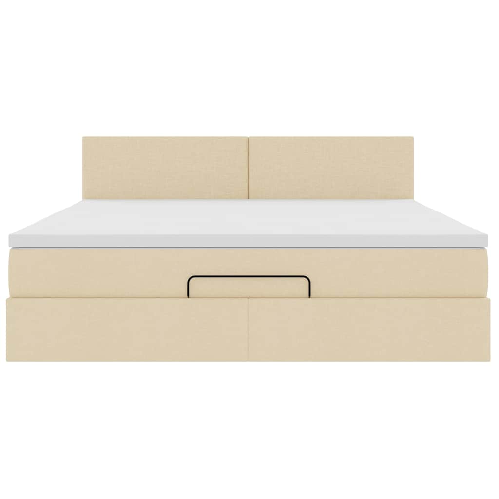 osmannisk sengeramme med madras 180x200 cm stof cremefarvet