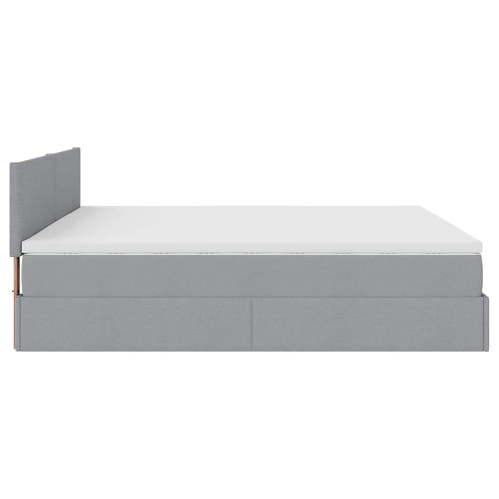 osmannisk sengeramme med madras 200x200 cm stof lysegrå