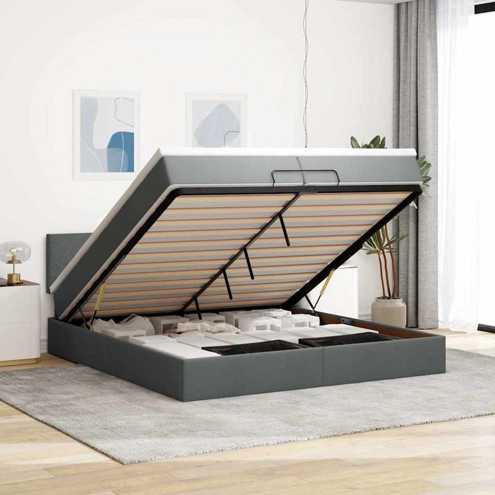 osmannisk sengeramme med madras 200x200 cm stof mørkegrå